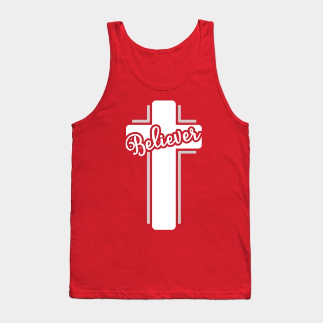 Christian Believer White Cross Design Tank Top by 4Craig